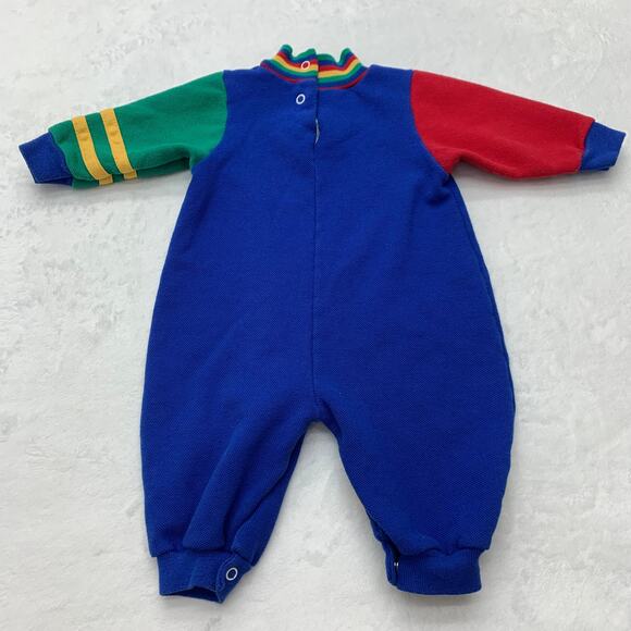 VTG HealthTex 6-9M Primary Colorblock Long Sleeve Pants One Piece Romper - Picture 2 of 9